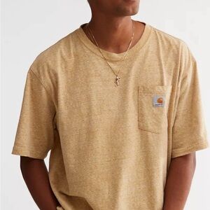 Carthartt Men's K87 Beige/ Yellow T-Shirt Pocket Tee Original Fit Size Large